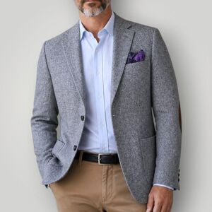 OAKBROOK Vintage Mens 38R Gray Tweed Wool Blazer Sport Coat 2 Button Jacket